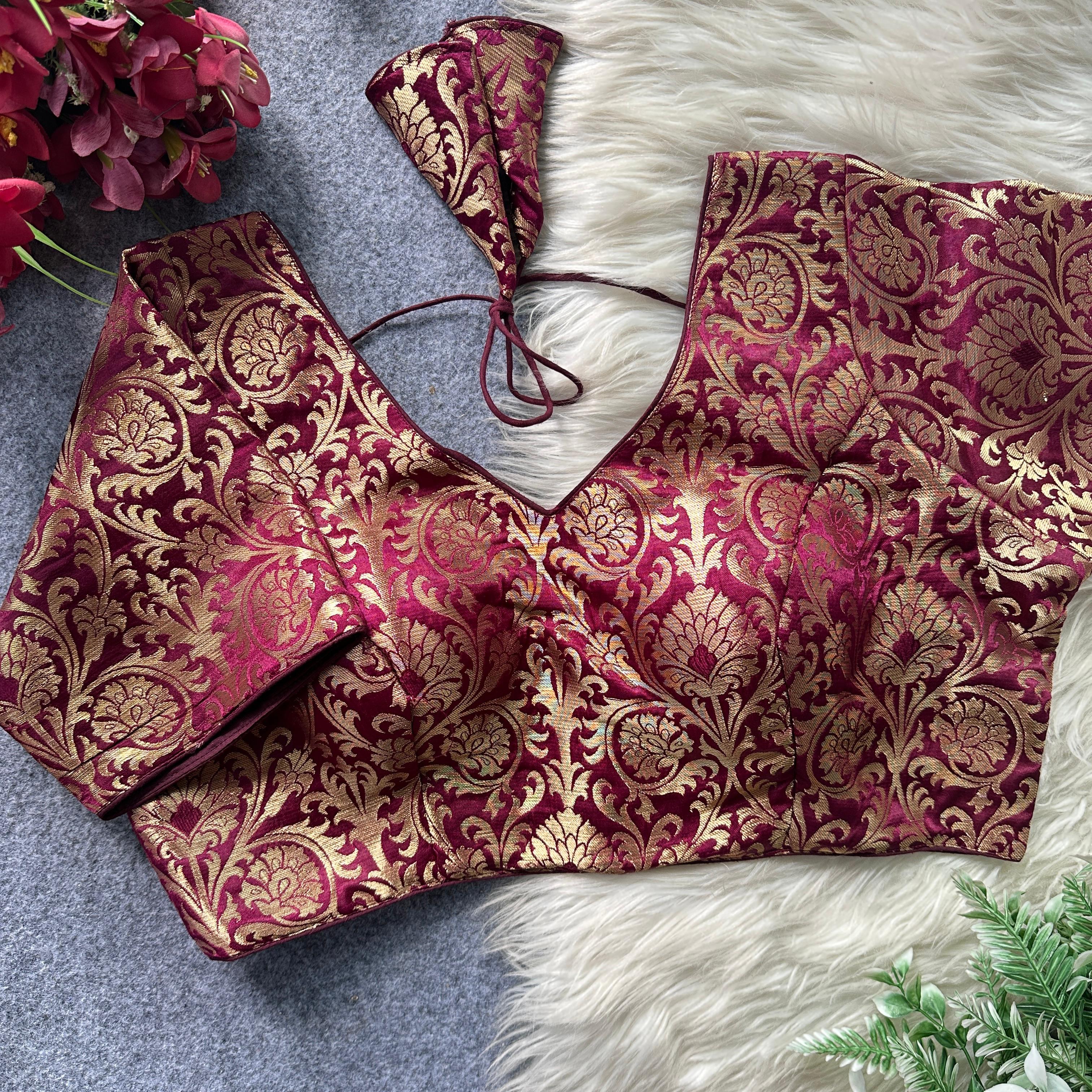 BIG SIZE -Sabyasachi inspired Jacquard Silk-Maroon